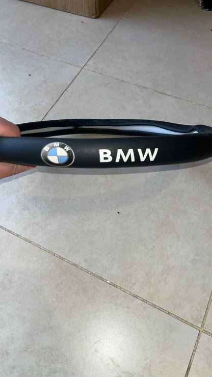 Black Leather Steering Wheel Cover with Custom Car Logo