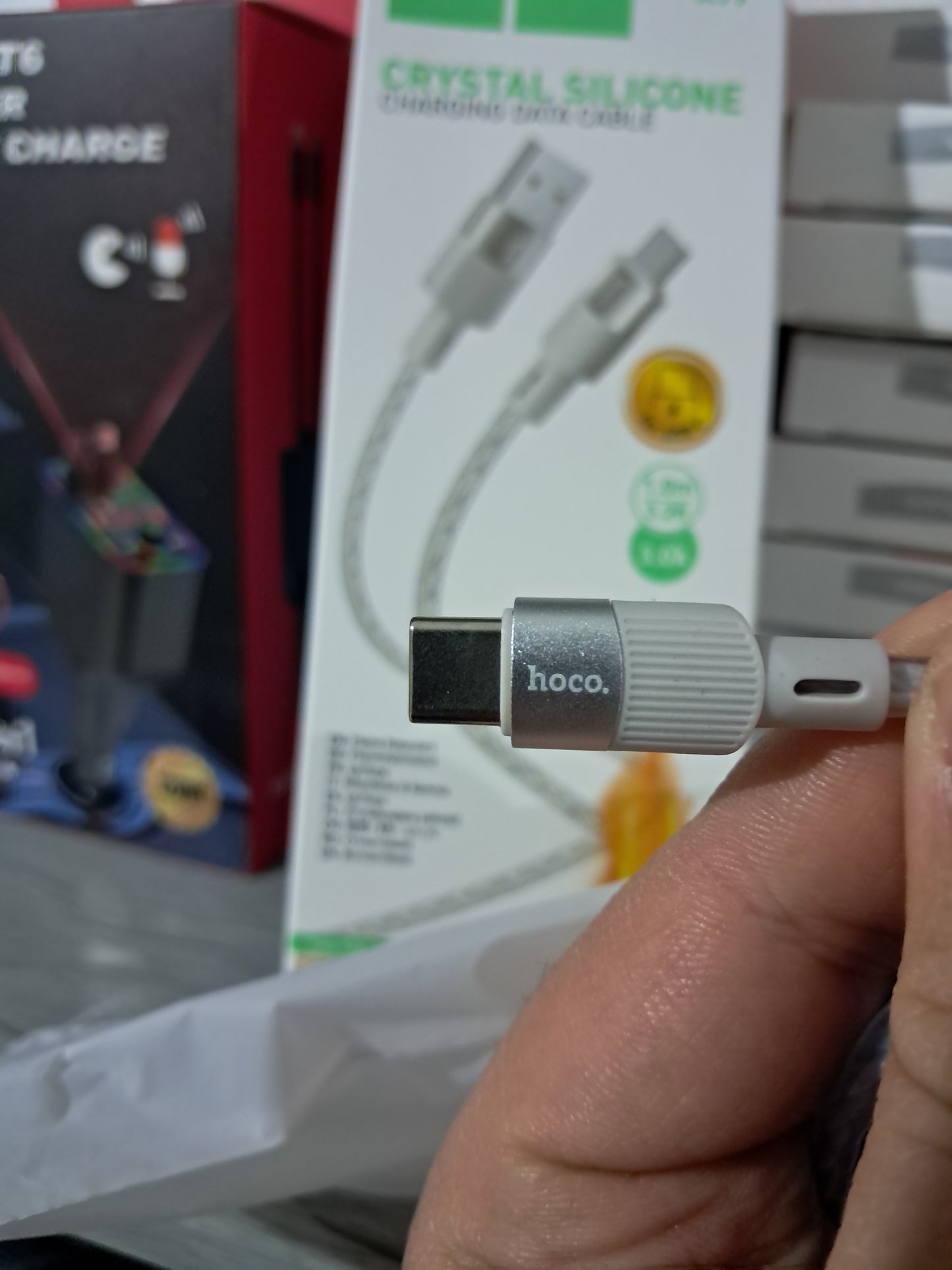 HOCO X99 Crystal Silicone USB to Type-C Cable – 3A Fast Charging, 1M Durable Transparent Design