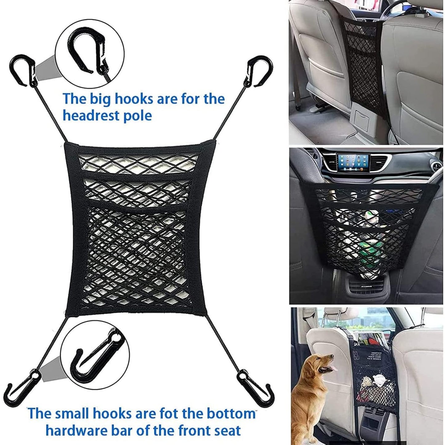 Car Backseat Organizer Pouch Adjustable Storage Bag for Handbags Snacks and Essentials Fit for Front Seat Keeps Car Clean and Organized