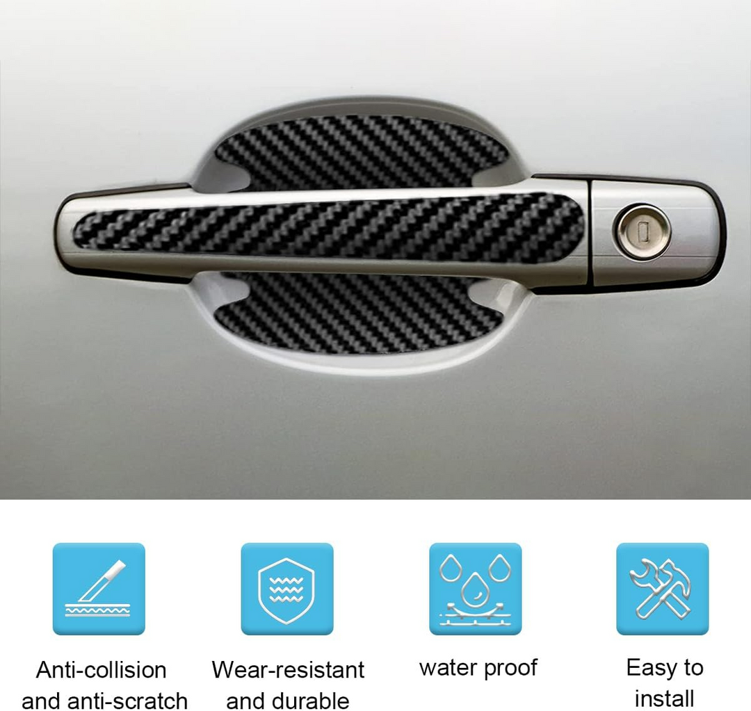 8PCS/SET Carbon Fiber Car Door Handle Protector Cover Inner Bowl Anti Scratch Sticker