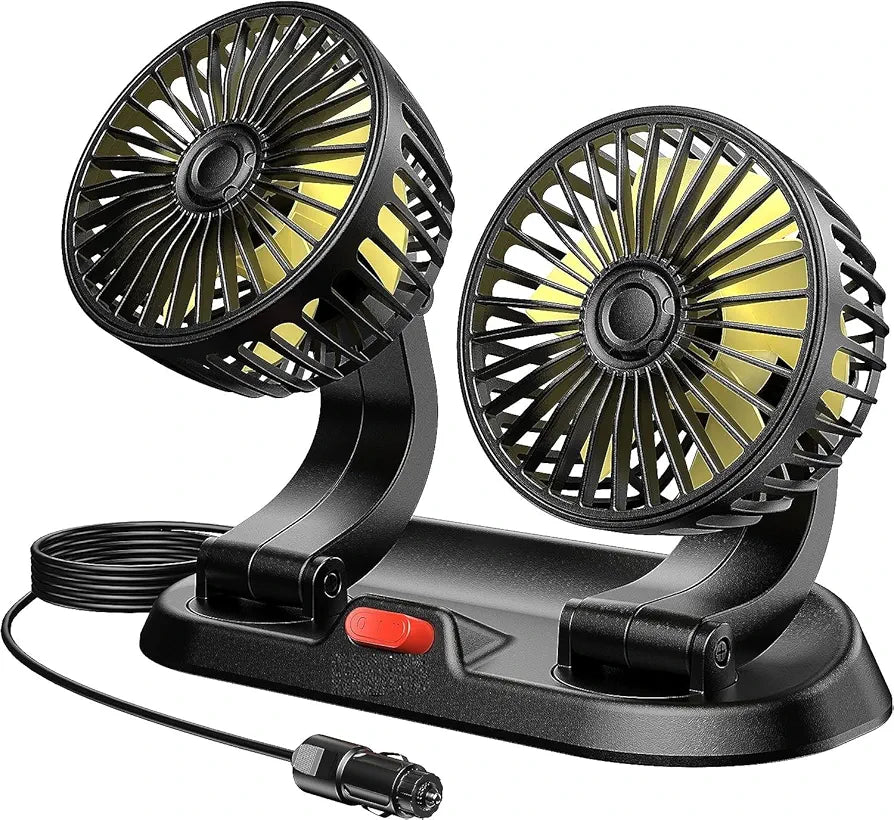 Universal Powerful Cooling Fan 12V Car Fan,Car Interior, Dashboard Fans that Blow Cold Air,360 Degree Rotatable Dual Head Fan,Strong Wind Electric Auto Car Fans for Suitable all type vehicle