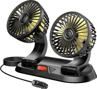 Universal Powerful Cooling Fan 12V Car Fan,Car Interior, Dashboard Fans that Blow Cold Air,360 Degree Rotatable Dual Head Fan,Strong Wind Electric Auto Car Fans for Suitable all type vehicle