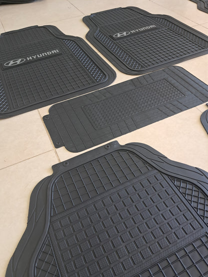Hyundia Grey Logo SportLine Rubber Floor Mats – Anti-Slip All-Season 5 Piece Set