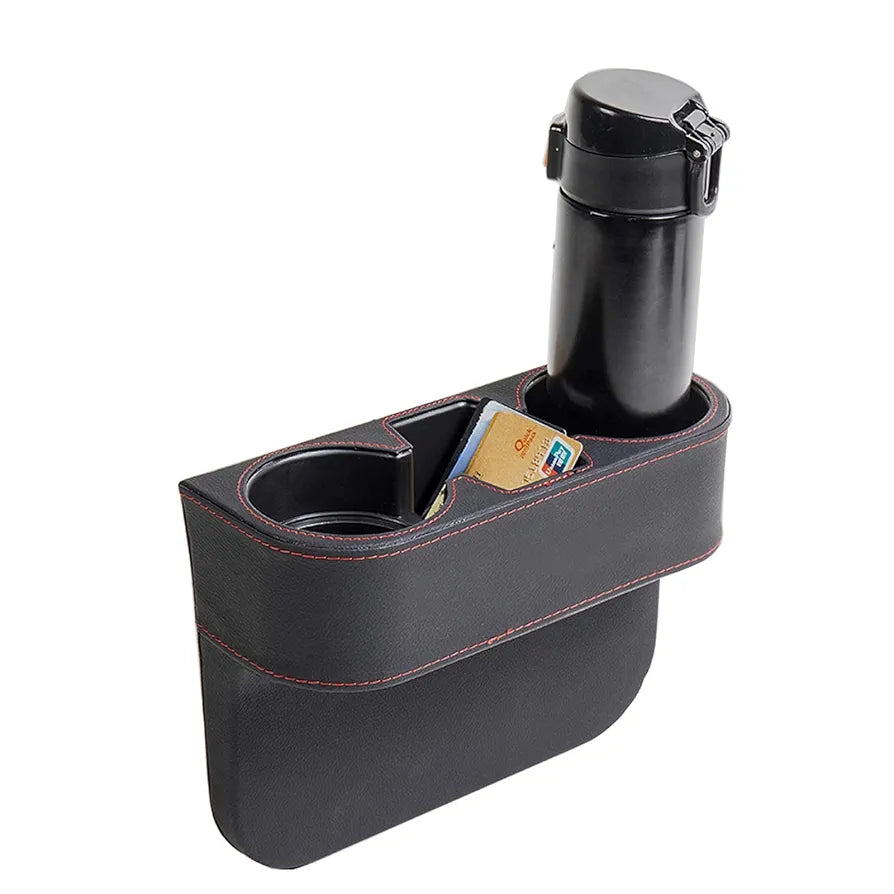 Car Cup Holder Expander with PU Leather Cover, Multifunction Car Seat Pocket Glove Phone Mount Organizer,Car Back Seat Storage for Drink Mug Bottle CellPhones Coasters Cards