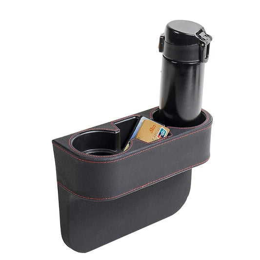 Car Cup Holder Expander with PU Leather Cover, Multifunction Car Seat Pocket Glove Phone Mount Organizer,Car Back Seat Storage for Drink Mug Bottle CellPhones Coasters Cards