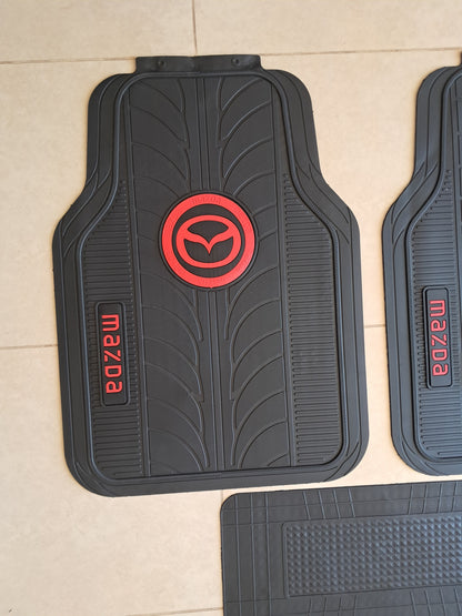 Mazda Red logo Premium Line Rubber Mats – Waterproof Anti-Slip 5 Piece Set