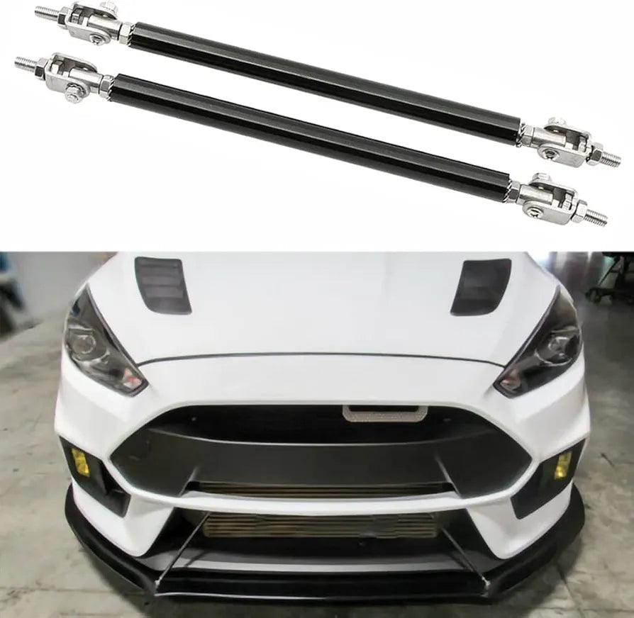 2 PCS Black Universal 15 CM Adjustable Front Bumper Lip Splitter Strut Rod Tie Support Bar For All Cars