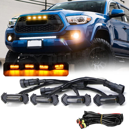 4pcs Raptor Style Amber Grille Light LED DRL For Toyota Tacoma