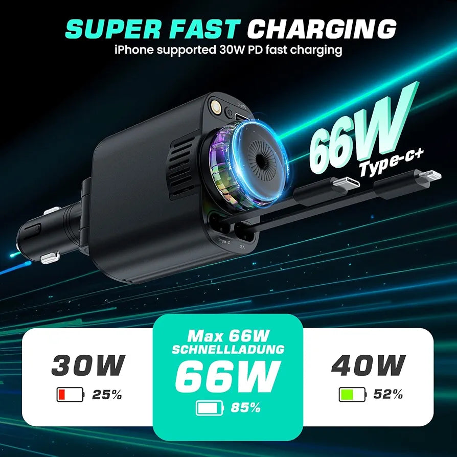 Starlight Car Charger,45W Fast Charging Adapter,5 in 1 Retractable Starry Stars Projection Car Chargers,Charger Adapter Cars Aromatherapy Diffuser for Essential Oils, Cars USB Cable