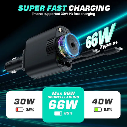 Starlight Car Charger,45W Fast Charging Adapter,5 in 1 Retractable Starry Stars Projection Car Chargers,Charger Adapter Cars Aromatherapy Diffuser for Essential Oils, Cars USB Cable