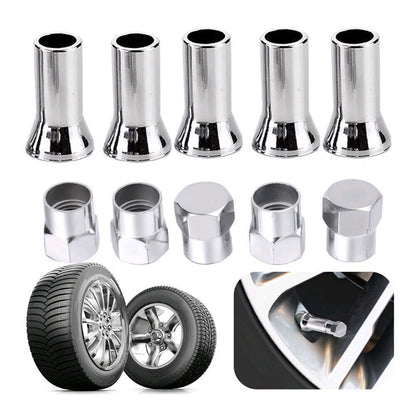 10Pcs Universal Car Tire Wheel Valve Stem Covers TR414 Chrome Hex Caps w/ Sleeve