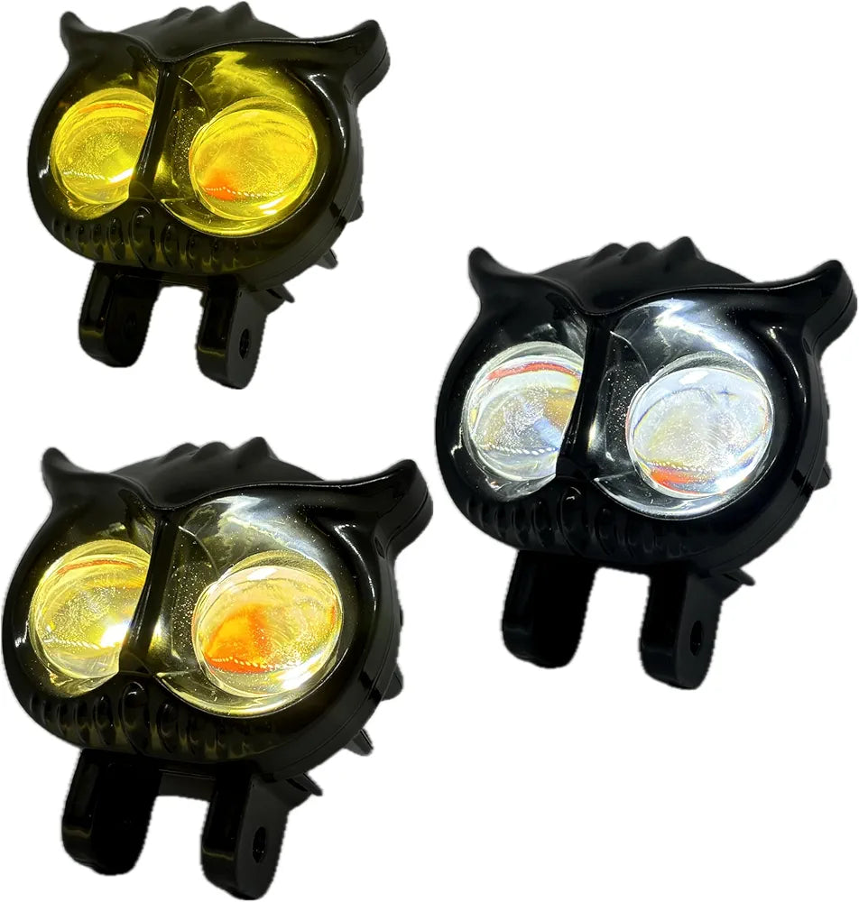 Amar Fog Light Owl Shape Impoted, Auxiliary spot Projector White And Yellow Light for Universal Bike/For ALL Bike/Universal/all Scooty Heavy Materiyal light