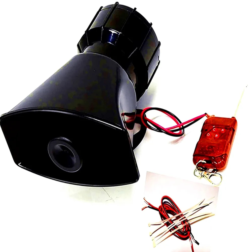 Car Horn Remote alarm horn Siren alarm Multiple Tone 100W Loud Car Warning Alarm Police Fire Siren Horn with Brown Remote Controller Wireless speaker Electric Horn for 12V car truck boat ect