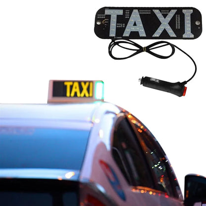 Taxi Light, Taxi LED Sign Decor, Taxi LED Light Logo, Flashing Hook on Car Window with DC12V Car Charger Inverter for Rideshare Driver Taxi Light up Sign