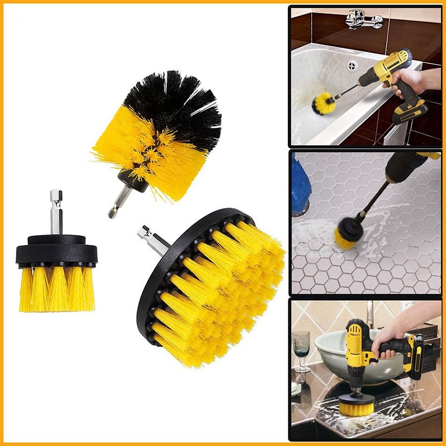 3Pcs Drill Brush Set Nylon Hair Power Scrubber Brush Floor Tile Cleaning Brush Drill Scrub Brushes Kit