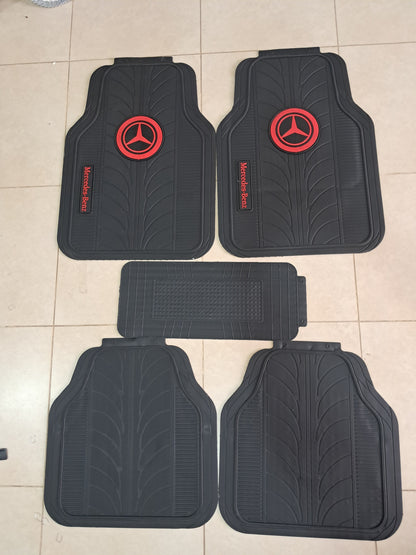Mercedes Red Logo Premium Line Rubber Mats – Waterproof Anti-Slip 5 Piece Set