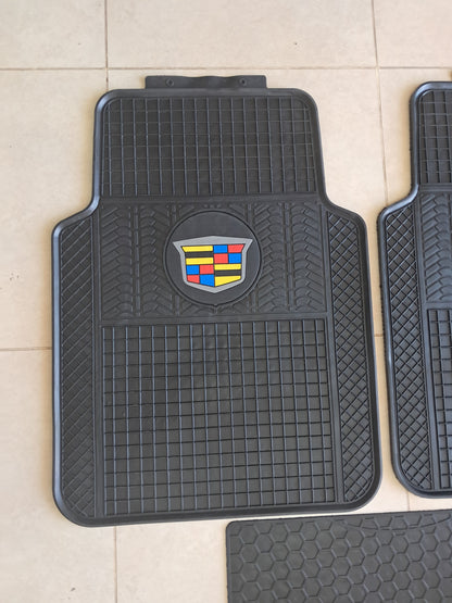 Cadillac Style Rubber Floor Mats – Universal Fit Anti-Slip All-Weather (5 PCS)