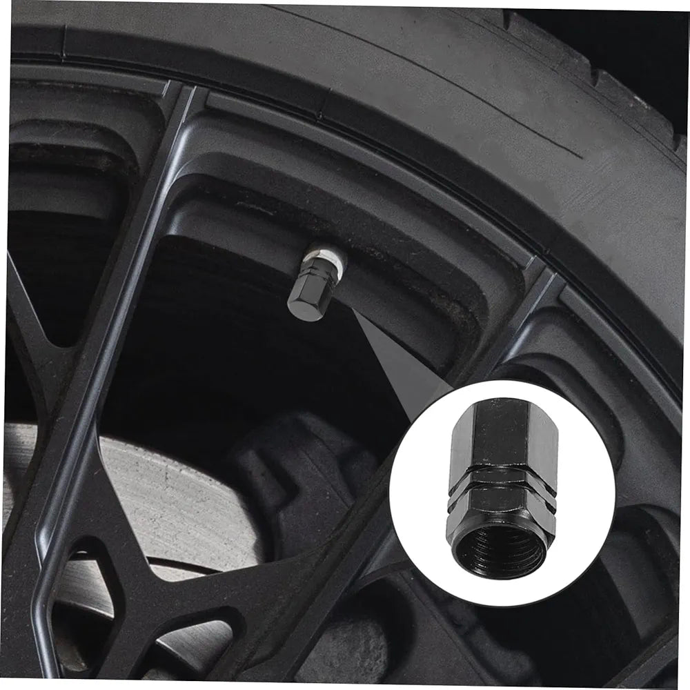 4 pcs Black Valve Cap Car Tire Caps Aluminum Alloy Tire Valves Stem for Car Air Air