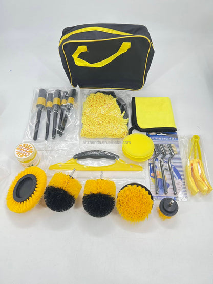 Car Cleaning Set, 20 Pieces Car Care Set, Car Detailing Brush Car Wash Set for Car Cleaning Interior and Exterior, Air Vent, Dashboard, Motor, Wheels, Household Cleaning