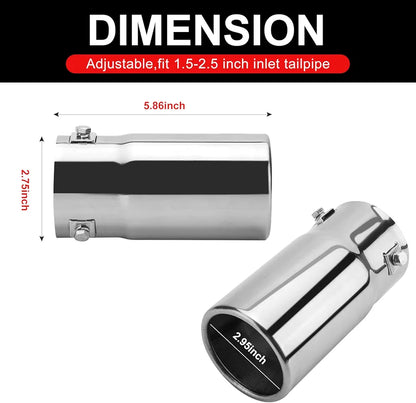 A15 Universal Fit 1.5-2 - 2.25-2.5 Inch Exhaust Tail Pipe Diameter Exhaust Tip Exhaust tip Steel Car Muffler Tips (A15-2)