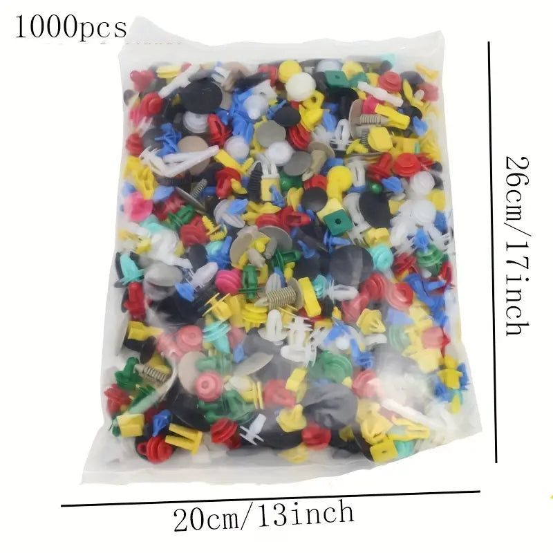 1000 Pieces Car Fixing Clip Plastic Rivet Clips with Disassembly Tool Assorted Fixing Rivets Universal Nylon Car Trim Clip for Bodywork, Door, Panel, Bumper