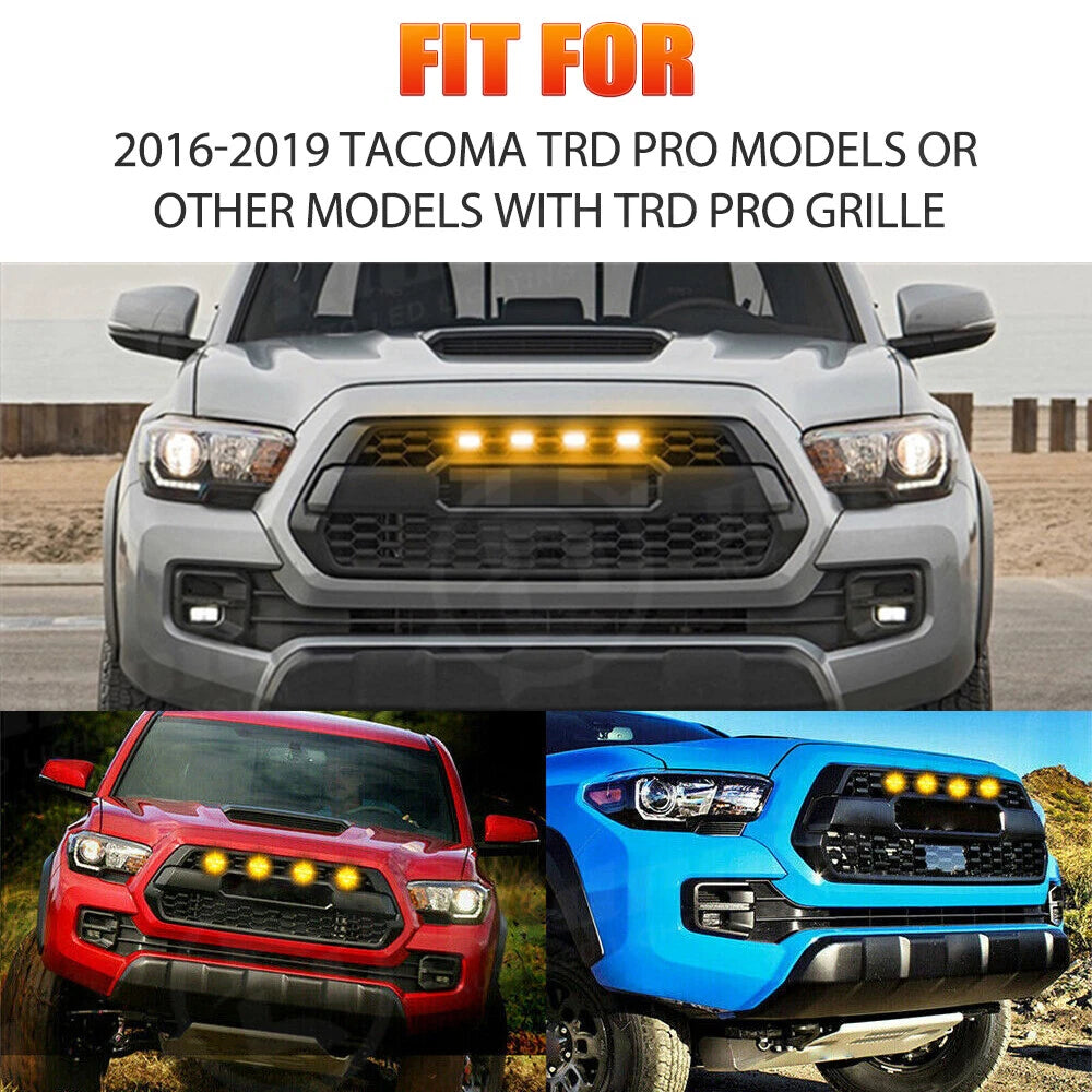 4pcs Raptor Style Amber Grille Light LED DRL For Toyota Tacoma