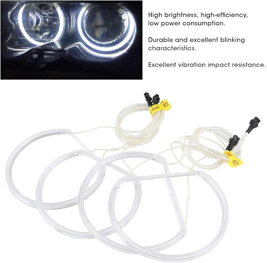 Angel Eyes LED Rings Kit – White Halo Headlight Upgrade, Bright DRL Style