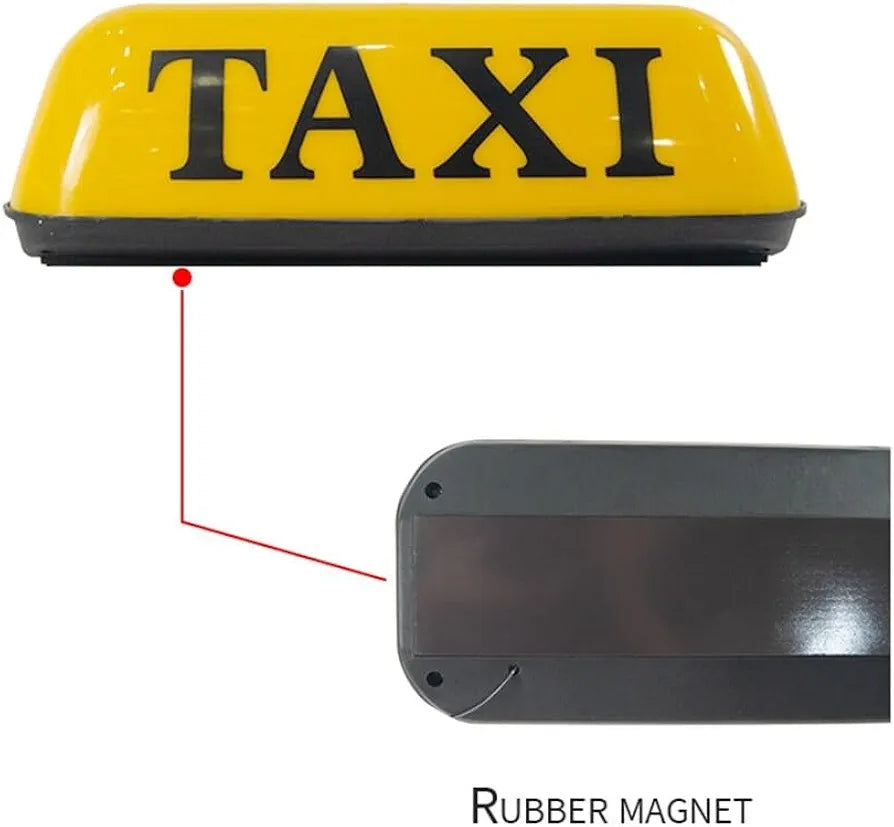 Taxi Sign Cab Lights Magnetic Car Roof Taxi Top Sign Indicator Lights Lamp Topper Car Light 12V Car Top Light waterproof (Yellow, S：270 x 100 x 100mm)