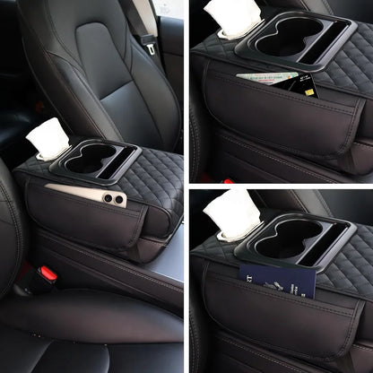 Center Console Armrest Vinyl Leather Trim, Car Armrest Cushion, Anti-Scratch, Suitable for Most Vehicle