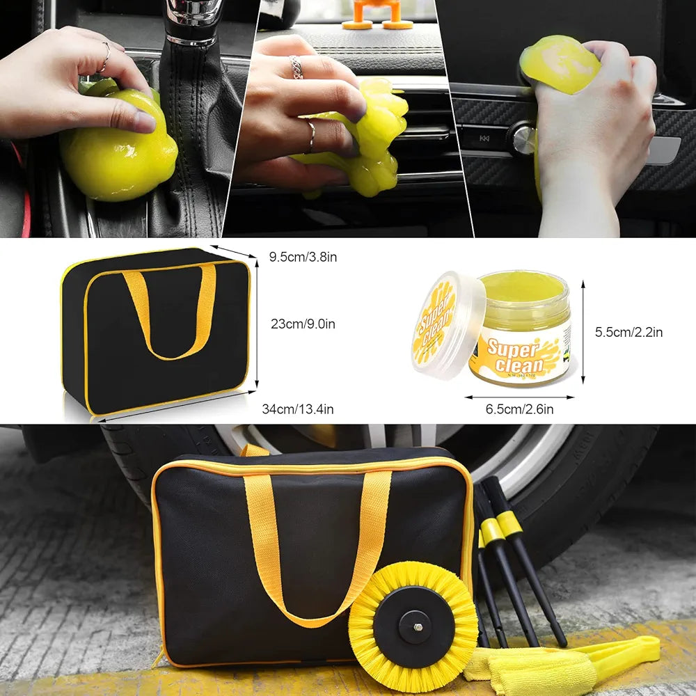 Car Cleaning Set, 20 Pieces Car Care Set, Car Detailing Brush Car Wash Set for Car Cleaning Interior and Exterior, Air Vent, Dashboard, Motor, Wheels, Household Cleaning