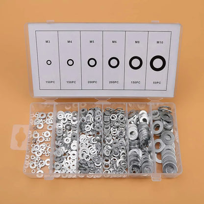 Steel Washer, 900pcs M3-M10 A3 Steel Plain Washers Spacer Assortment Set Fit for Screws Bolts, Screw, Flat Washers