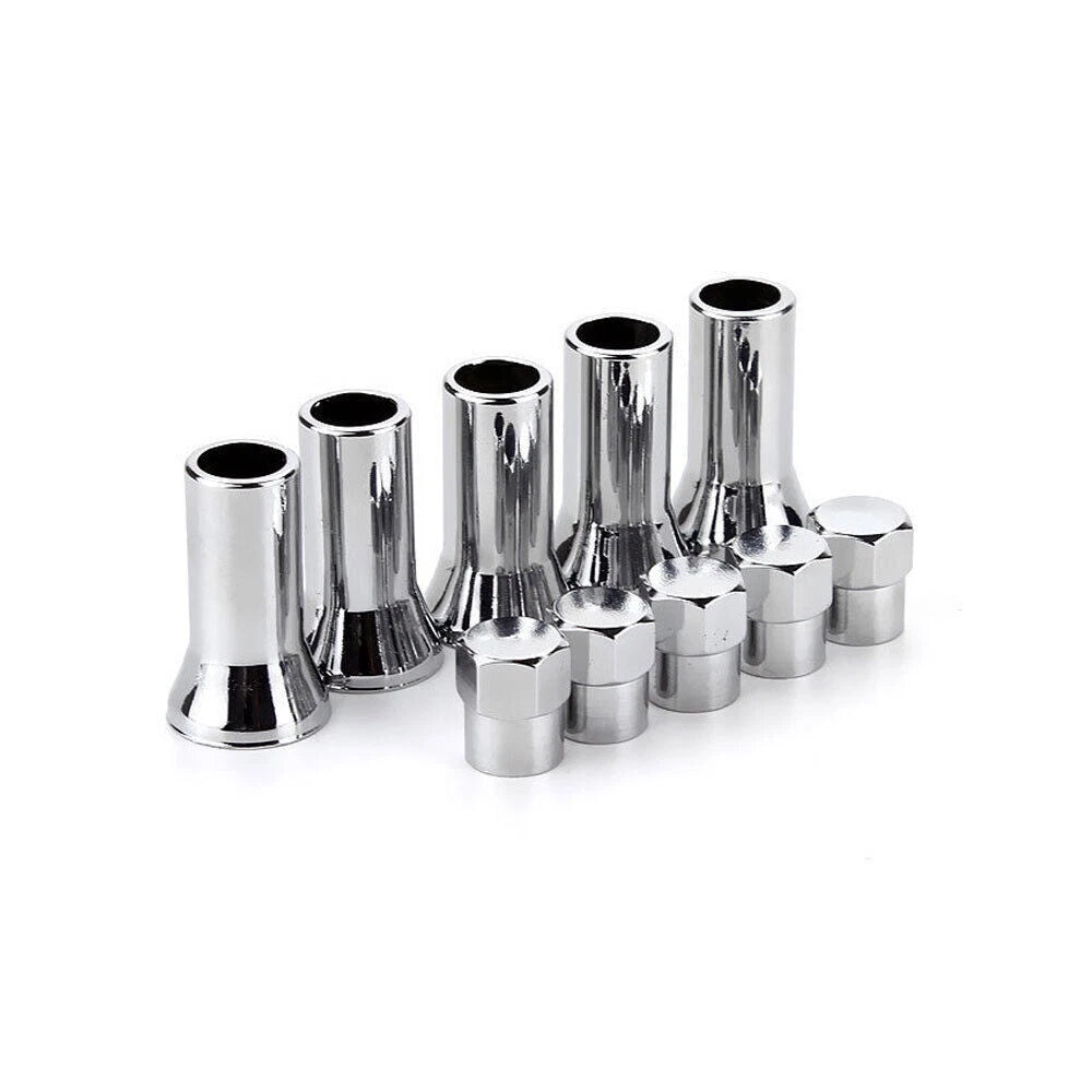 10Pcs Universal Car Tire Wheel Valve Stem Covers TR414 Chrome Hex Caps w/ Sleeve