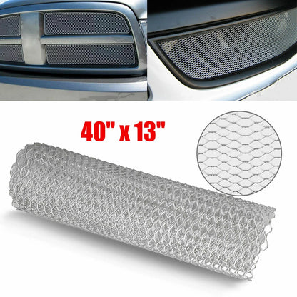100×30 CM Silver Aluminum Front Car Hood Vent Grille Net Mesh Grill Cover Accessories