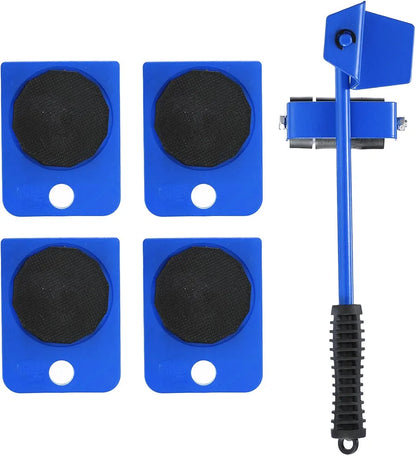 Pallet Breaker 12" Carbon Steel Deck Board Pry Bar Puller Removal Tool with Non-Slip Handle and Pulleys for Moving Carrying Removing, Blue