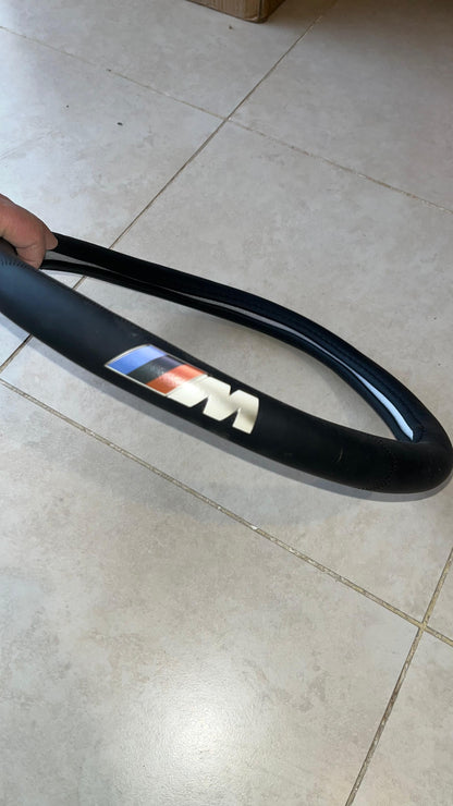 Black Leather Steering Wheel Cover with Custom Car Logo