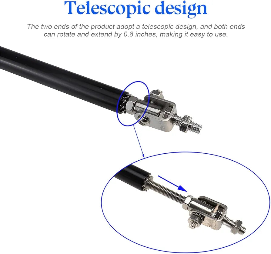 2 PCS Black Universal 15 CM Adjustable Front Bumper Lip Splitter Strut Rod Tie Support Bar For All Cars
