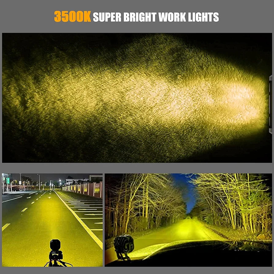 2 Pack Led Pods Light Bar, Yellow or white 3" 40w Spot Off Road Lights, Driving Fog Lamp, IP68 Waterproof LED Work Light, Amber Cube Lights for Pickup Truck SUV ATV UTV Boat Forklift 4x4 Motorcycle