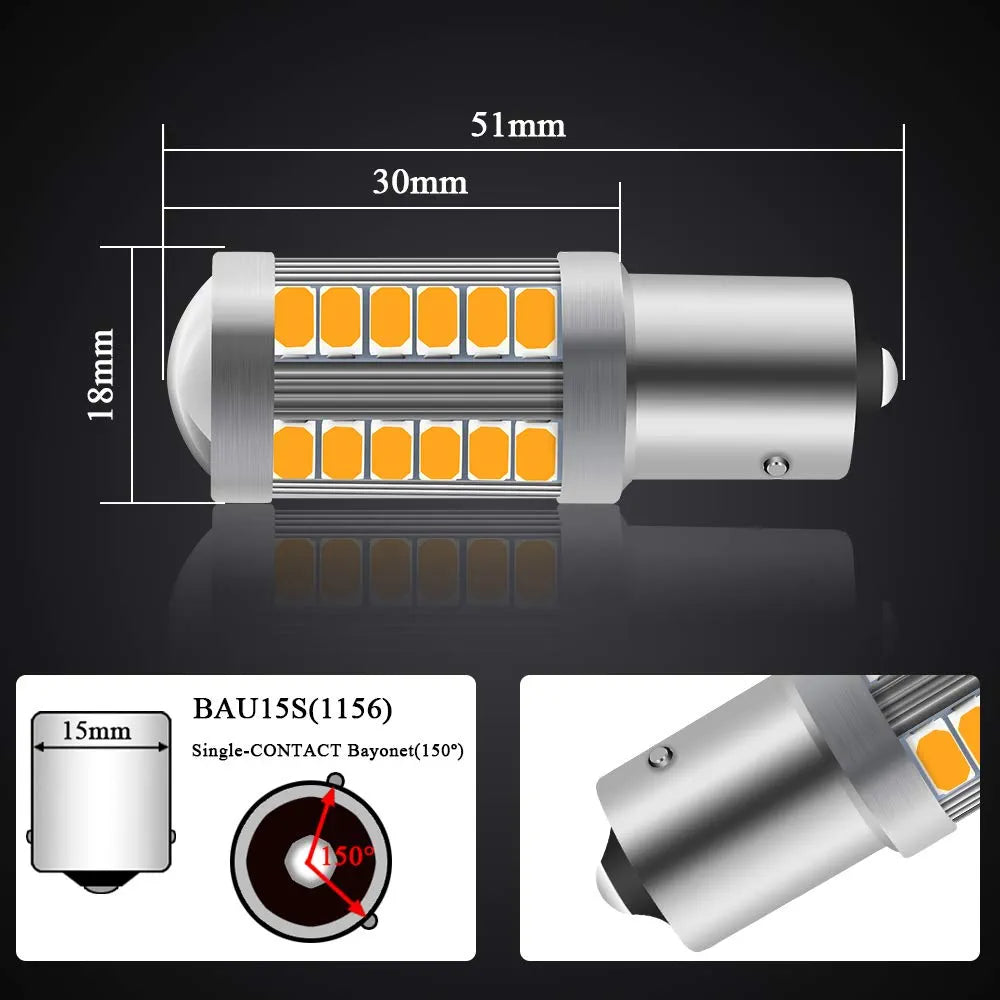 2X LED Amber Yellow Turn Signal Blinker High Power Light Bulbs
