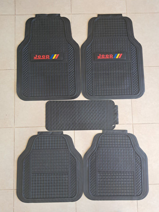 Jeep SportLine Rubber Floor Mats – Anti-Slip All-Season 5 Piece Set