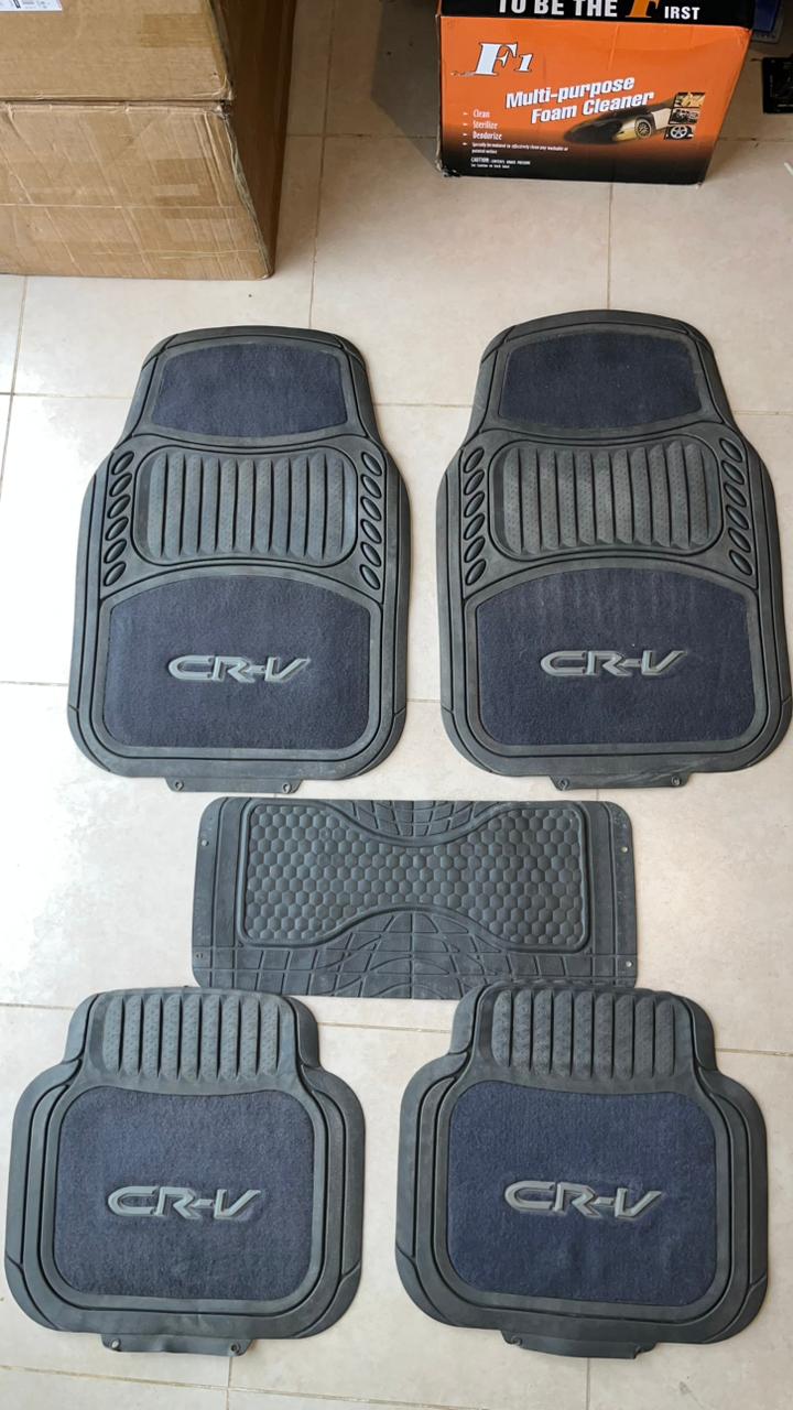 CRV Grey Luxury Carpet & Rubber Floor Mats – Premium 5PCS Universal Set