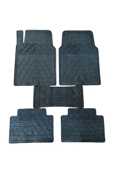 Universal Rubber Floor Mats All Season Custom Fit All Cars 5 Piece Black
