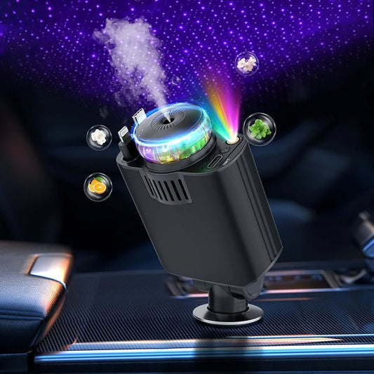 Starlight Car Charger,45W Fast Charging Adapter,5 in 1 Retractable Starry Stars Projection Car Chargers,Charger Adapter Cars Aromatherapy Diffuser for Essential Oils, Cars USB Cable