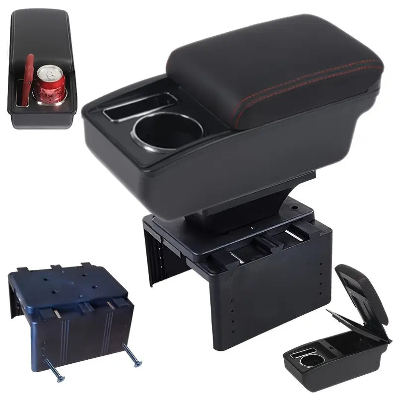 Car Armrest Center Console with Storage Box Leather and Plastic Premium Material with Cup Holder Ashtray USB and Armrest Pads