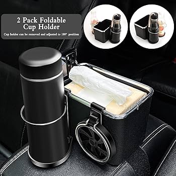Car Armrest Storage Box - Car Armrest Storage Box with 2 Cup Holders, Autheal Armrest Storage Box, Multi-Functional Auto Console Organizer for Water Cup (Black)