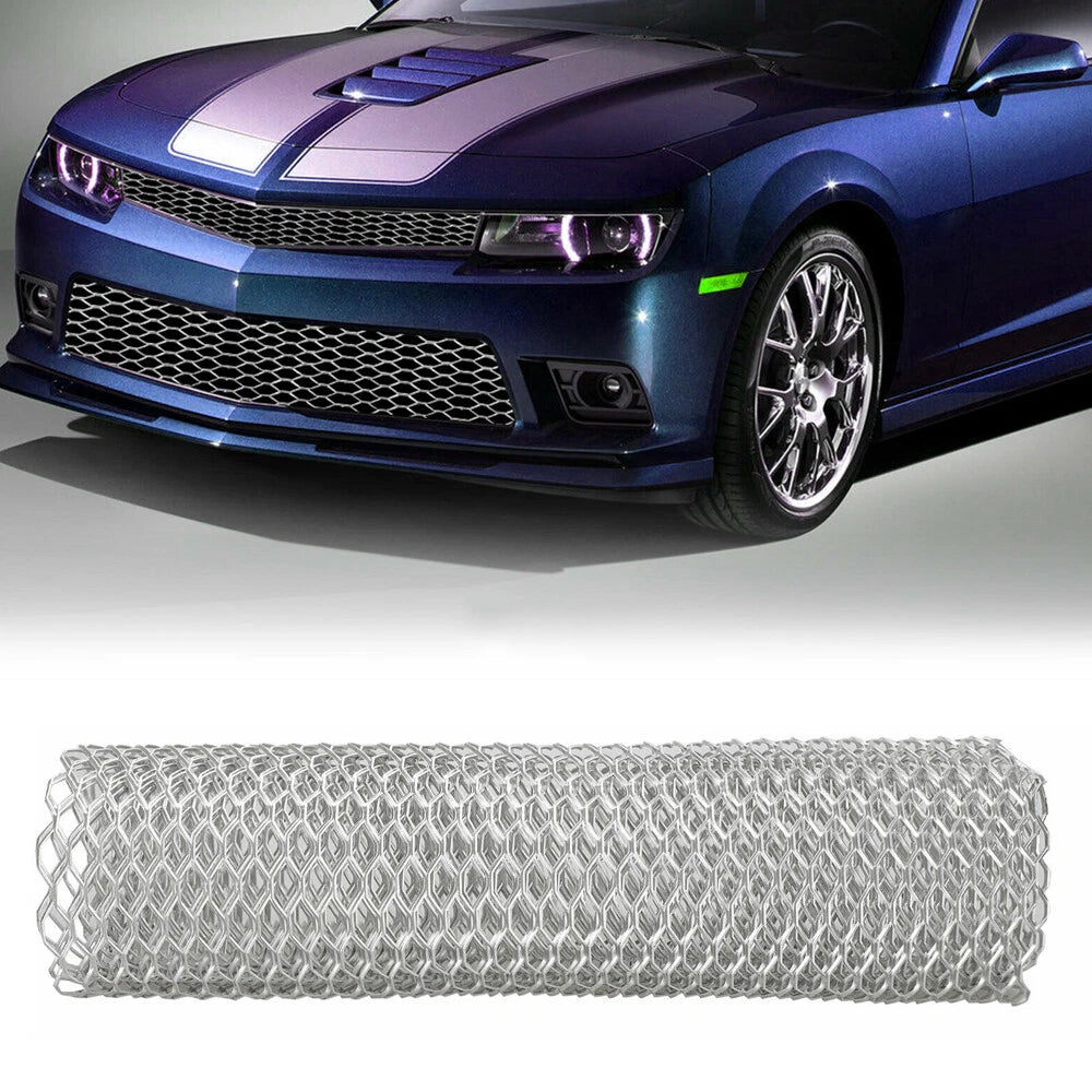 100×30 CM Silver Aluminum Front Car Hood Vent Grille Net Mesh Grill Cover Accessories