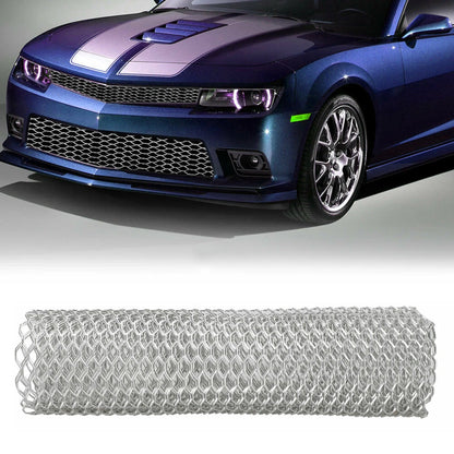 100×30 CM Silver Aluminum Front Car Hood Vent Grille Net Mesh Grill Cover Accessories