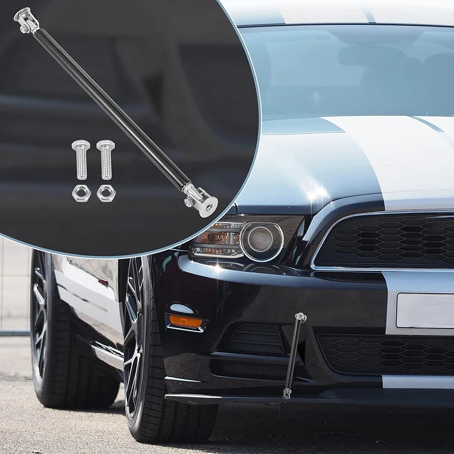 2 PCS Black Universal 15 CM Adjustable Front Bumper Lip Splitter Strut Rod Tie Support Bar For All Cars