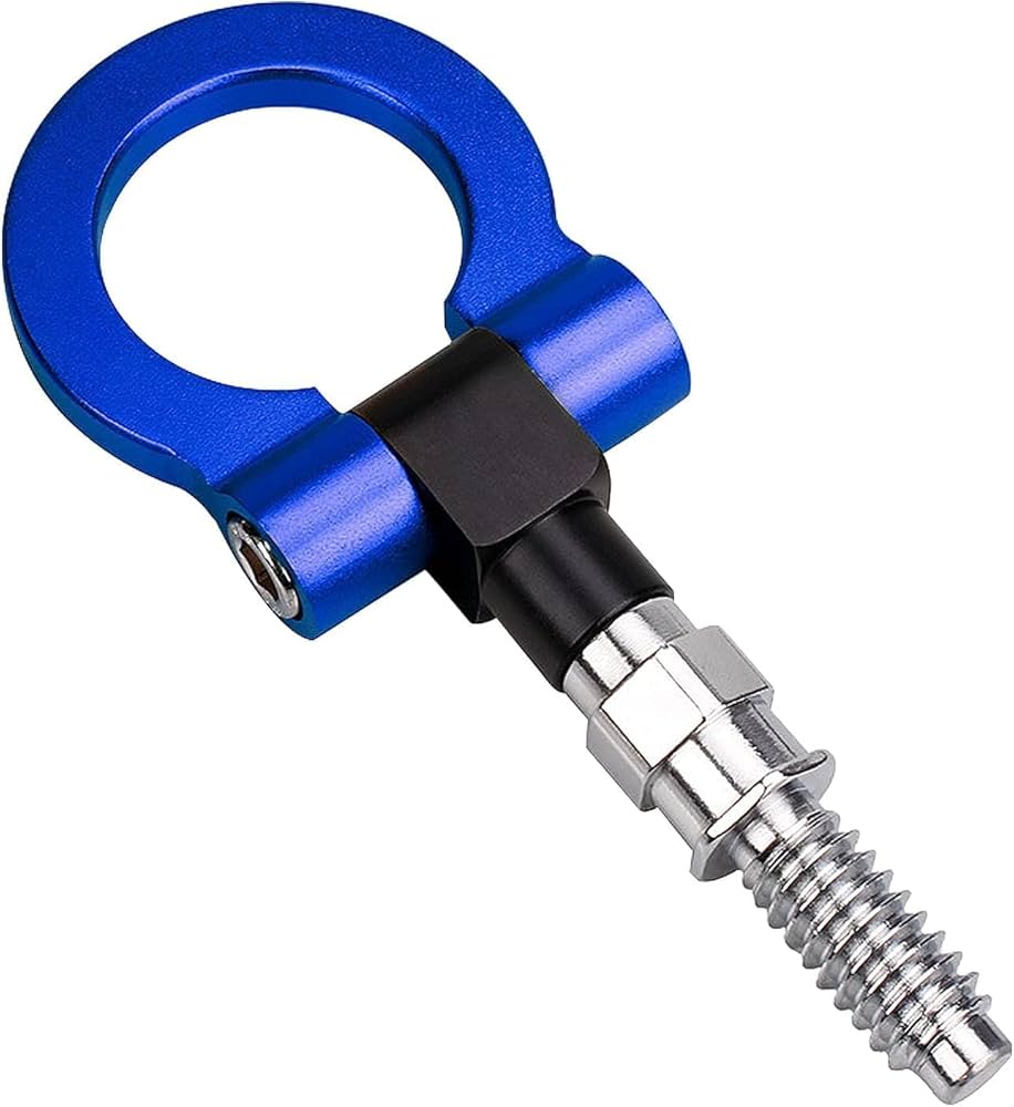 Car Towing Hook, Universal Aluminium Alloy Round Trailer Hook Racing Car Towing Eye Curtain Hook Kit Trailer Towing Ring Rear Towing Hook for European Car