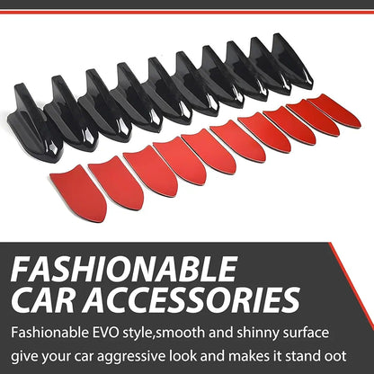 10 PCS Car Diffuser Shark Fin Antenna, Roof Wing Air Vortex Generator, Waterproof and Sun-Proof Self-Adhesive Tail Wing Aerodynamic Spoiler Antenna, Universal for Cars