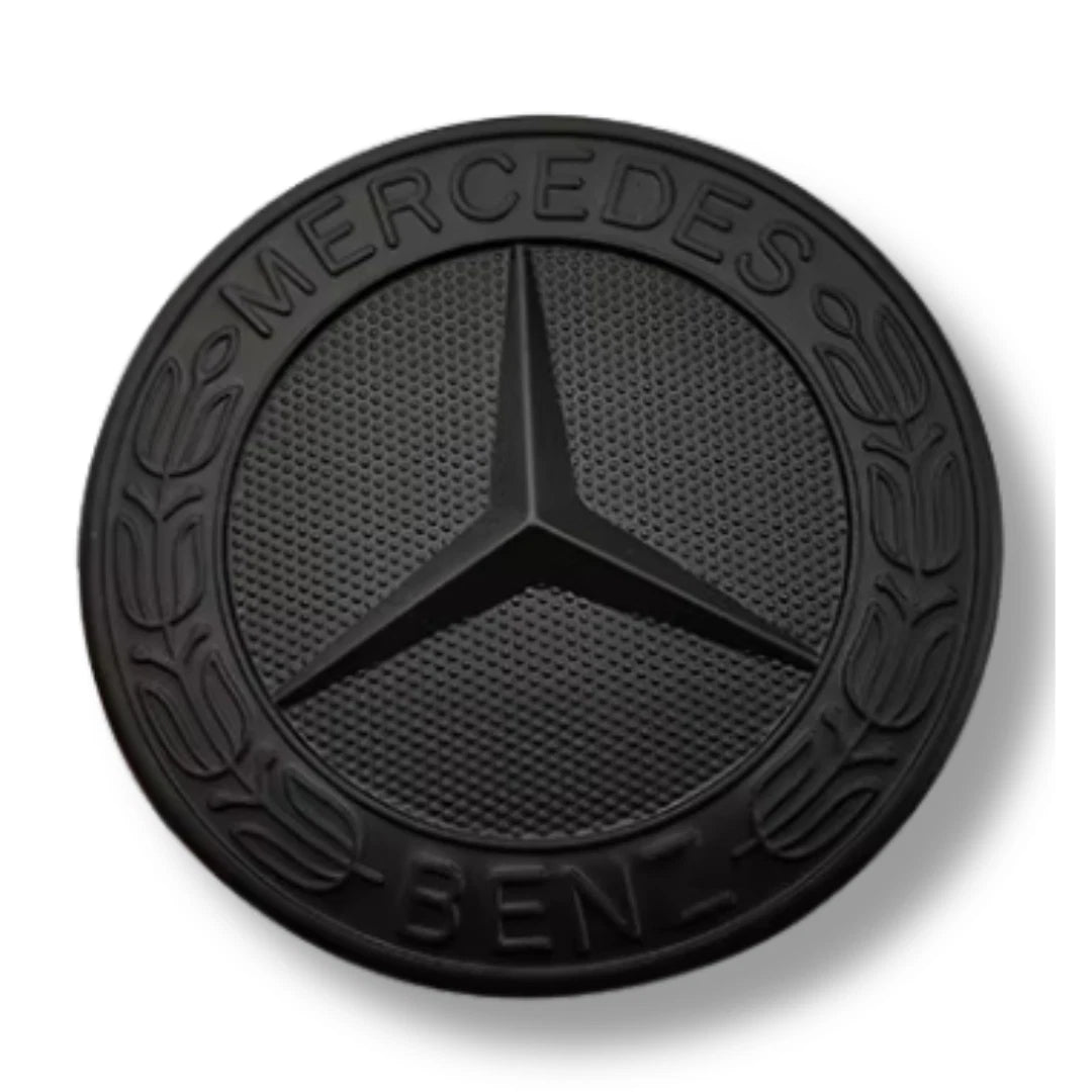 Bonnet Badge Full Black For Mercedes Front Emblem Hood 57mm Black